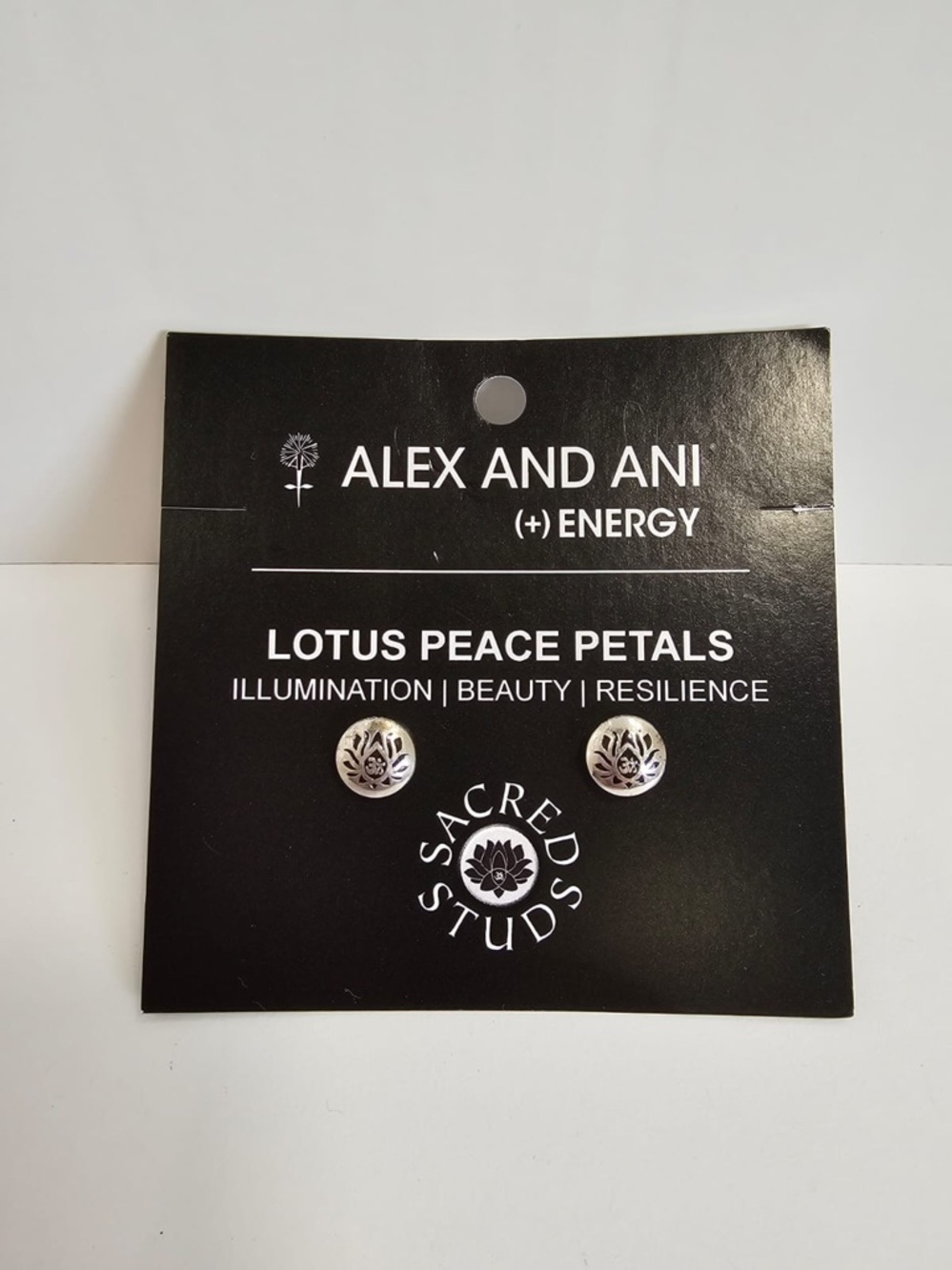 Alex and Ani Lotus Peace Petals Stud Earrings - Silver Finish With Card And Box